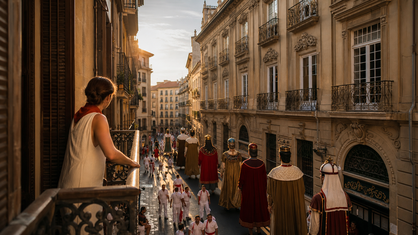 Gigantes de Pamplona durante las fiestas de San Fermín